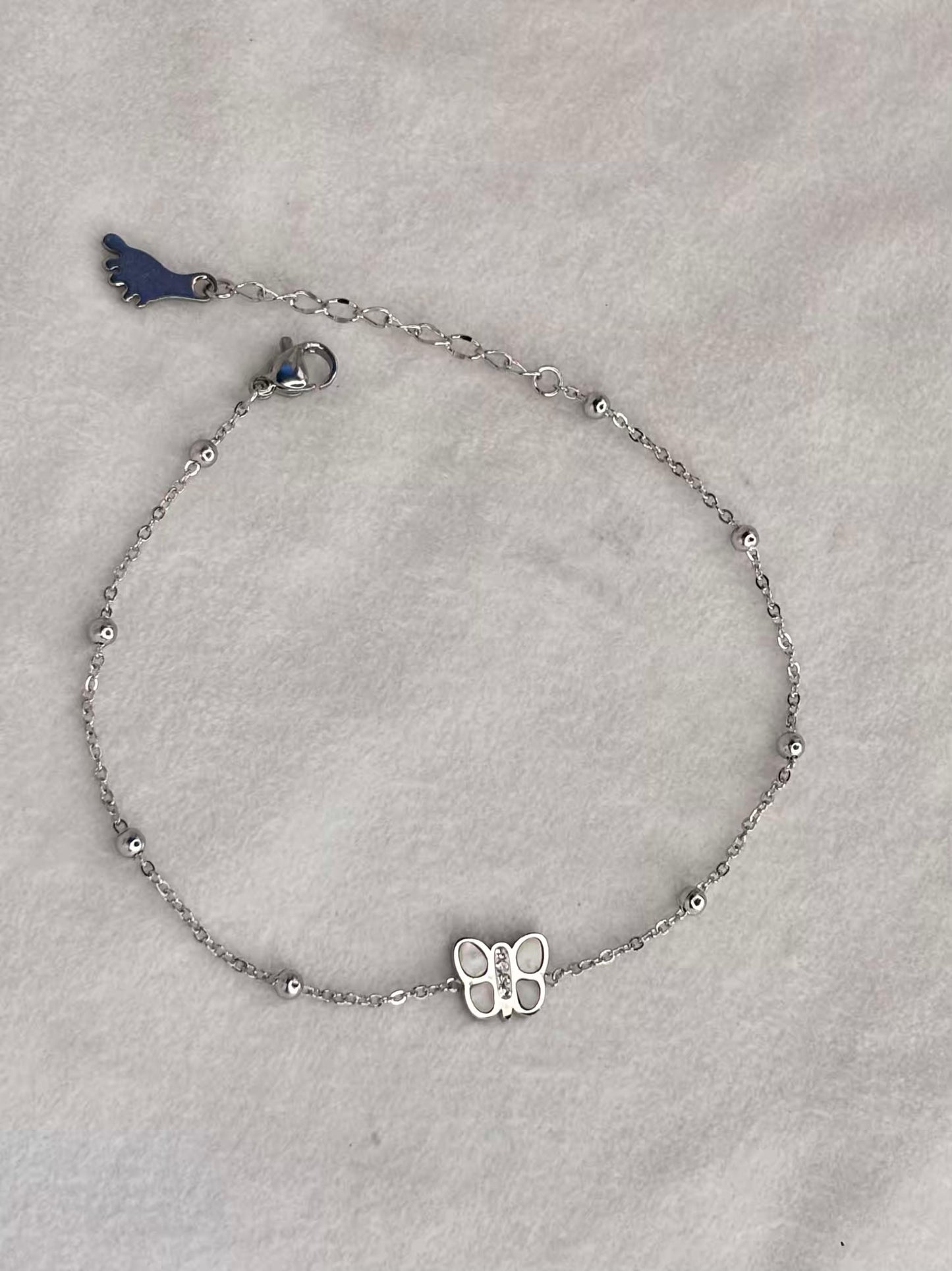 Silver Butterfly Flora Premium Anklet Payal with Silver hooks