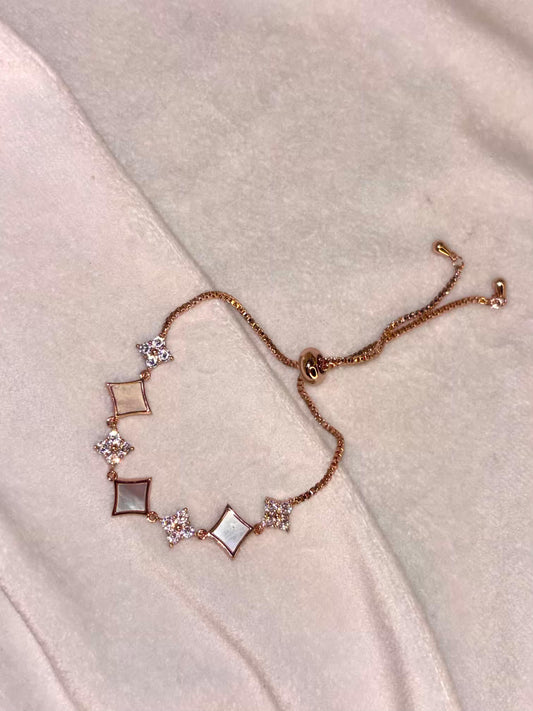 White Film Rose Gold Plated Premium Adjustable Chain Bracelet
