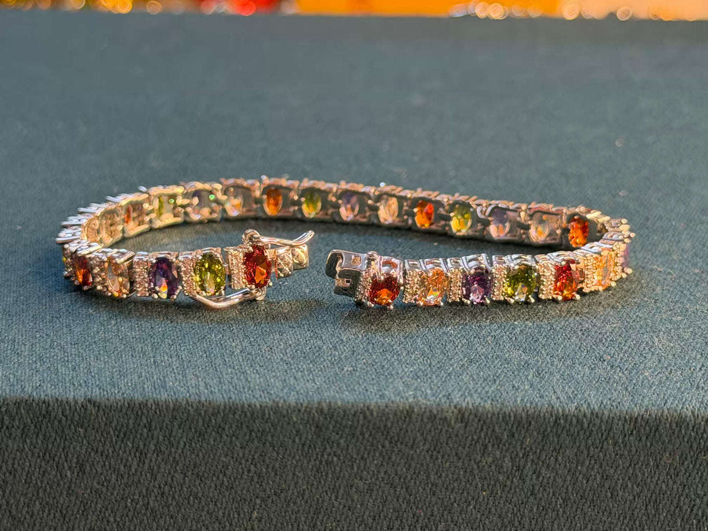 Prism Square Silver Plated Tennis Bracelet
