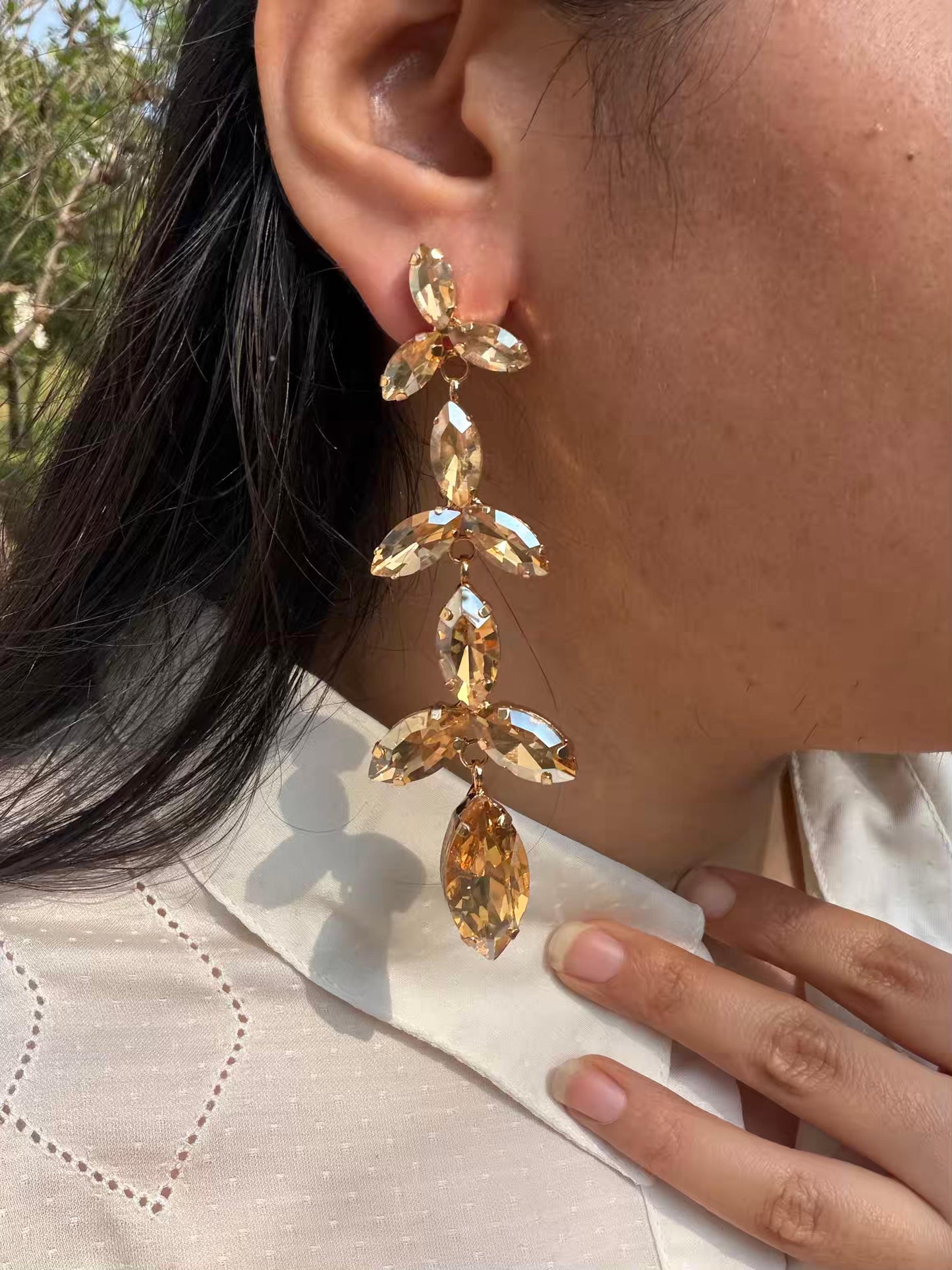 Leaf Style Golden Colour Gold Plated Earrings