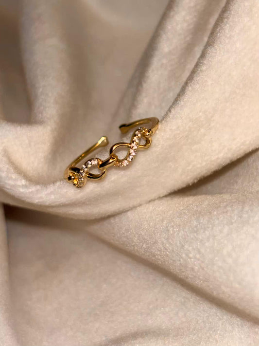 Double Infinity Studded Ring 18K Gold plated Adjustable Ring
