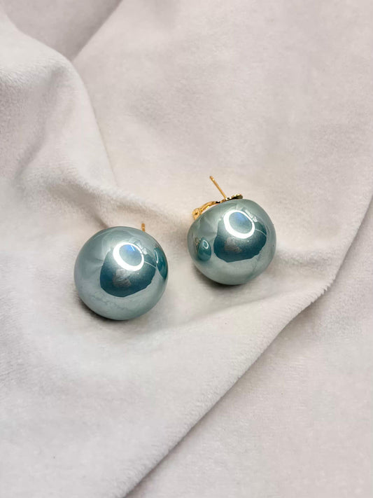 Turquoise 2.2cm Pearl Clip ons Studs Premium Earrings - 18K Gold Plated