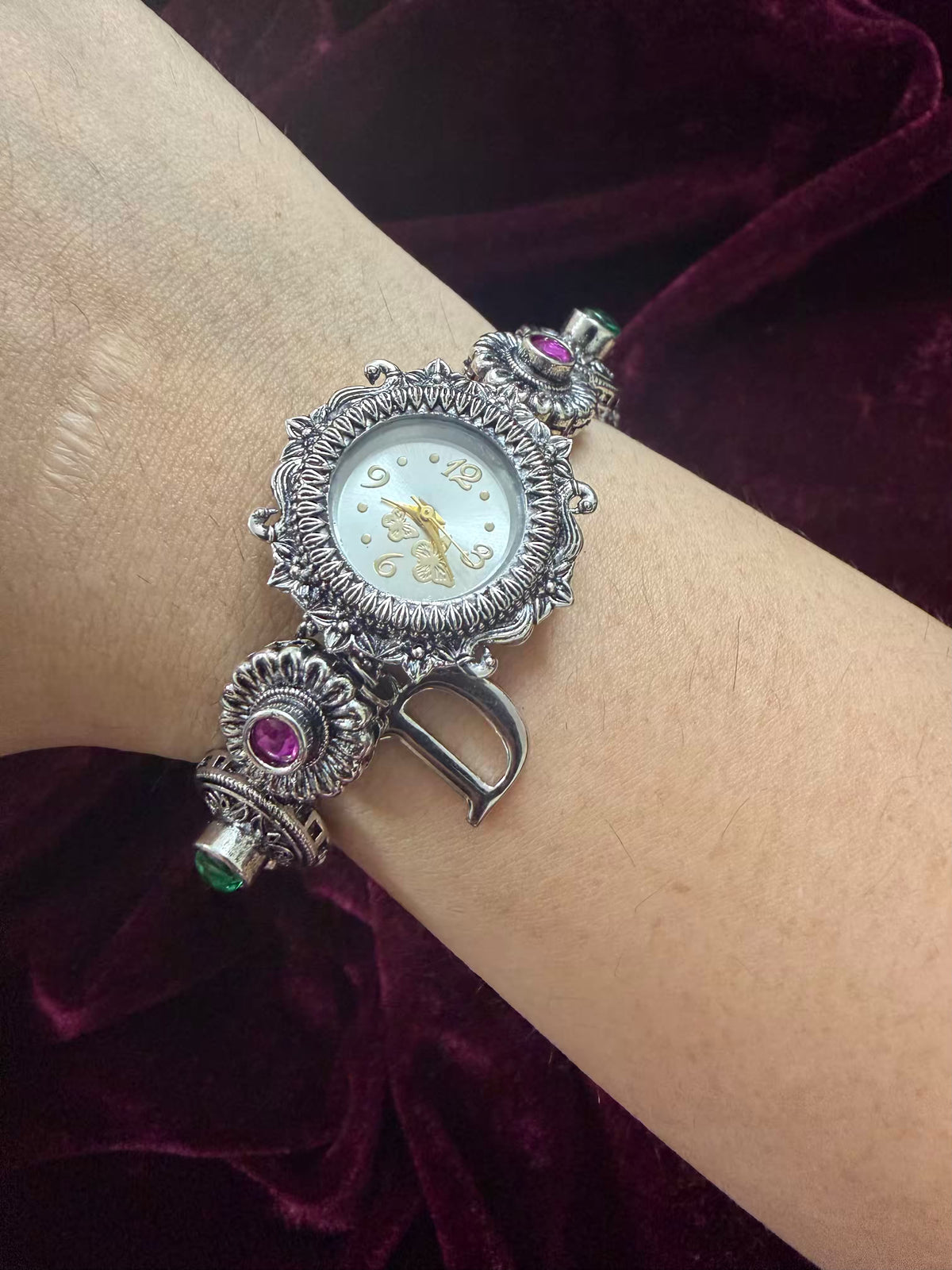 Rajputana Multicolour Elegance Silver-Tone Navratri Oxidised Heritage Watch