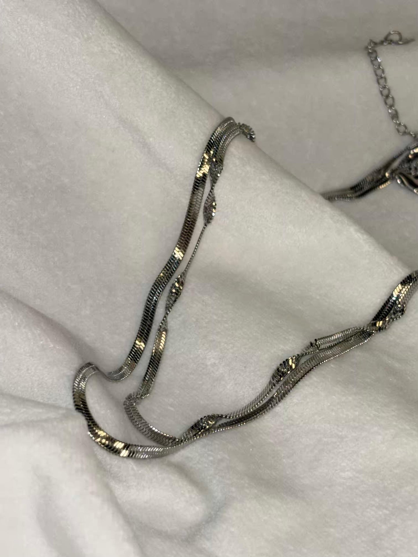 Dual Layered Snake Chain Necklace Silver Plated Premium Necklace