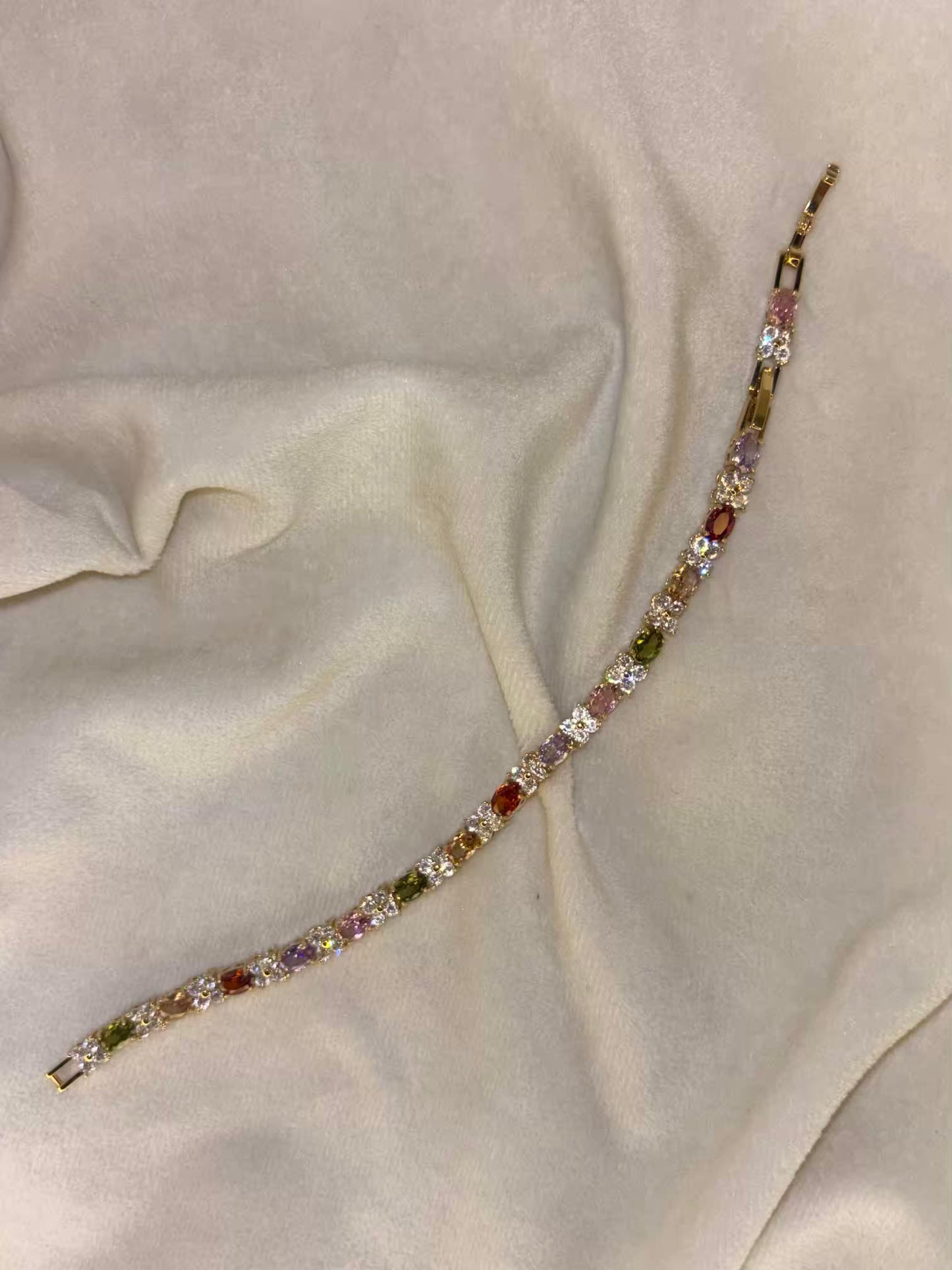 Princess Pastel Flora 18K Gold plated Tennis Bracelet
