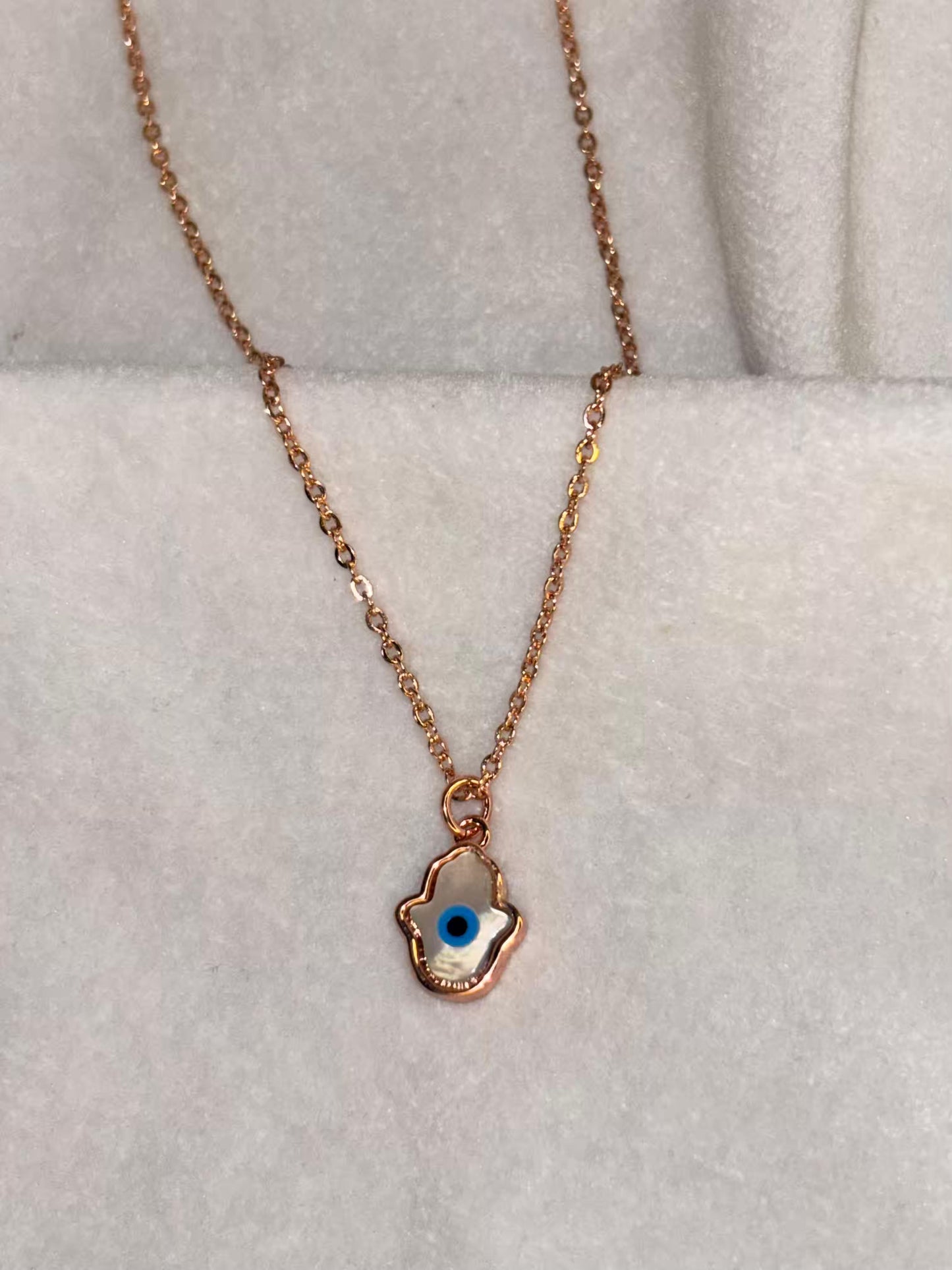 Minimal Evil Eye Necklace Rose Gold Plated Premium Necklace