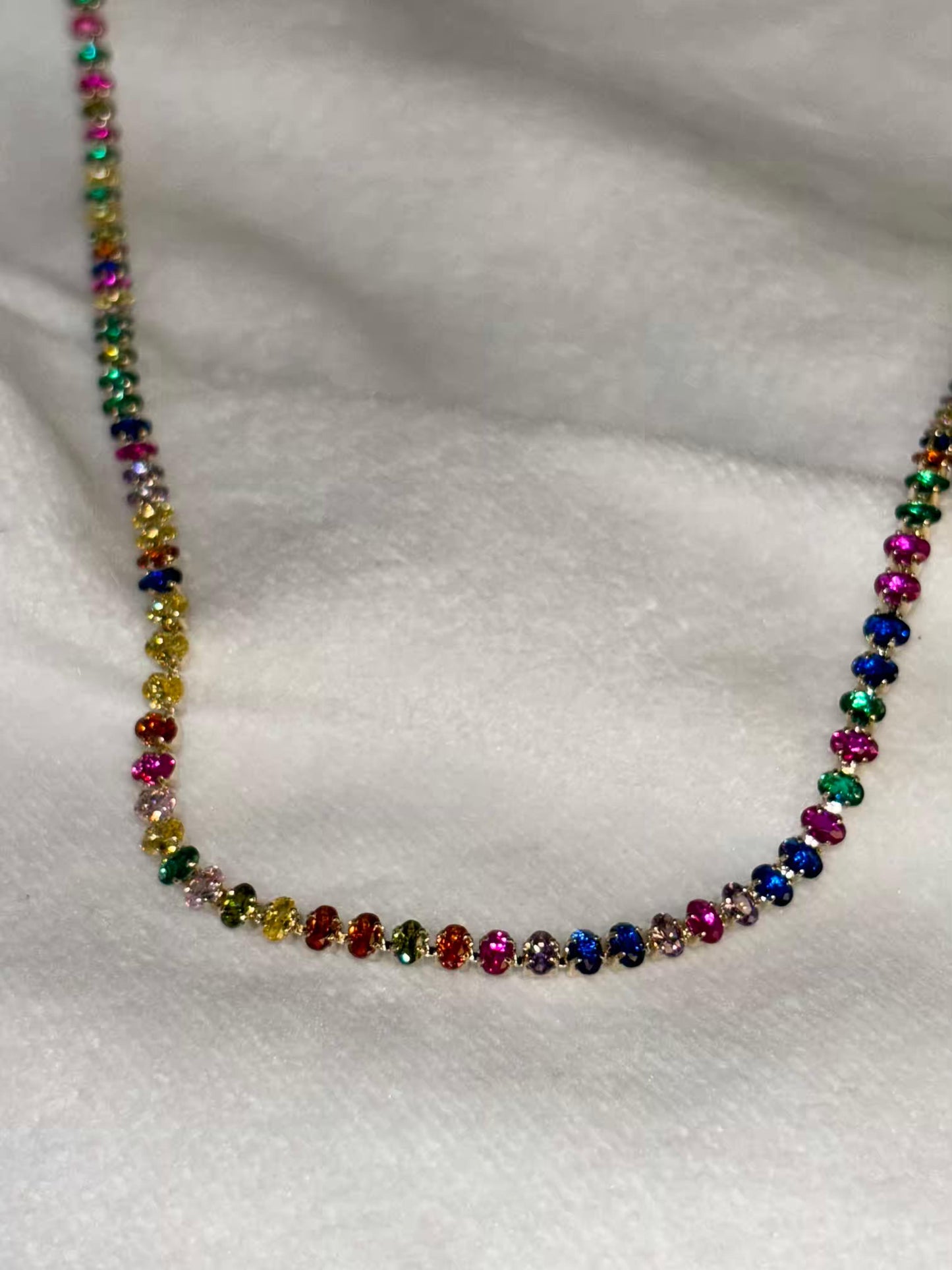 Color Spectrum Tennis Necklace 18K Gold Plated Premium Necklace