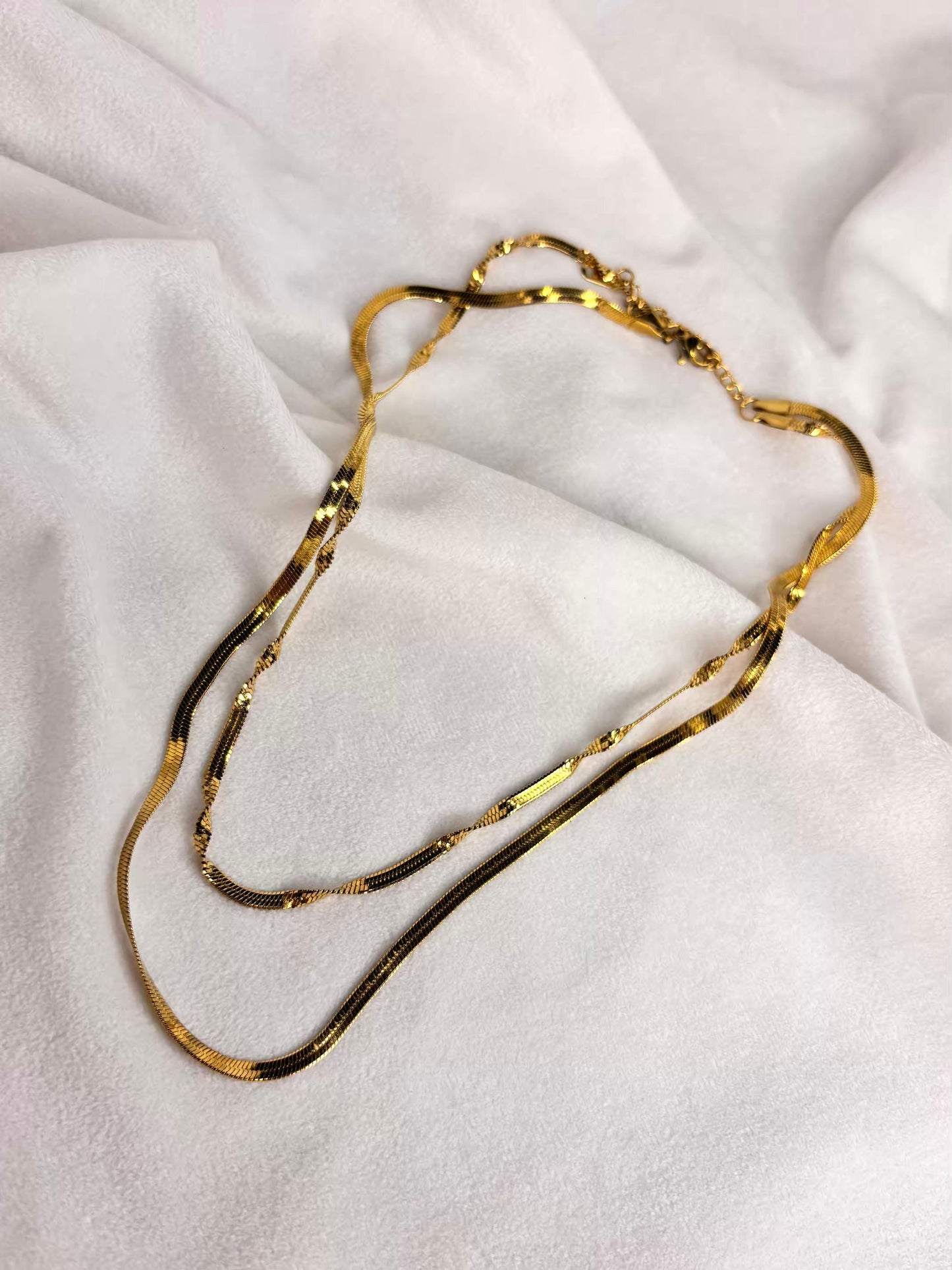 Two Layered Snake Chain Necklace 18K Gold Plated Premium Necklace