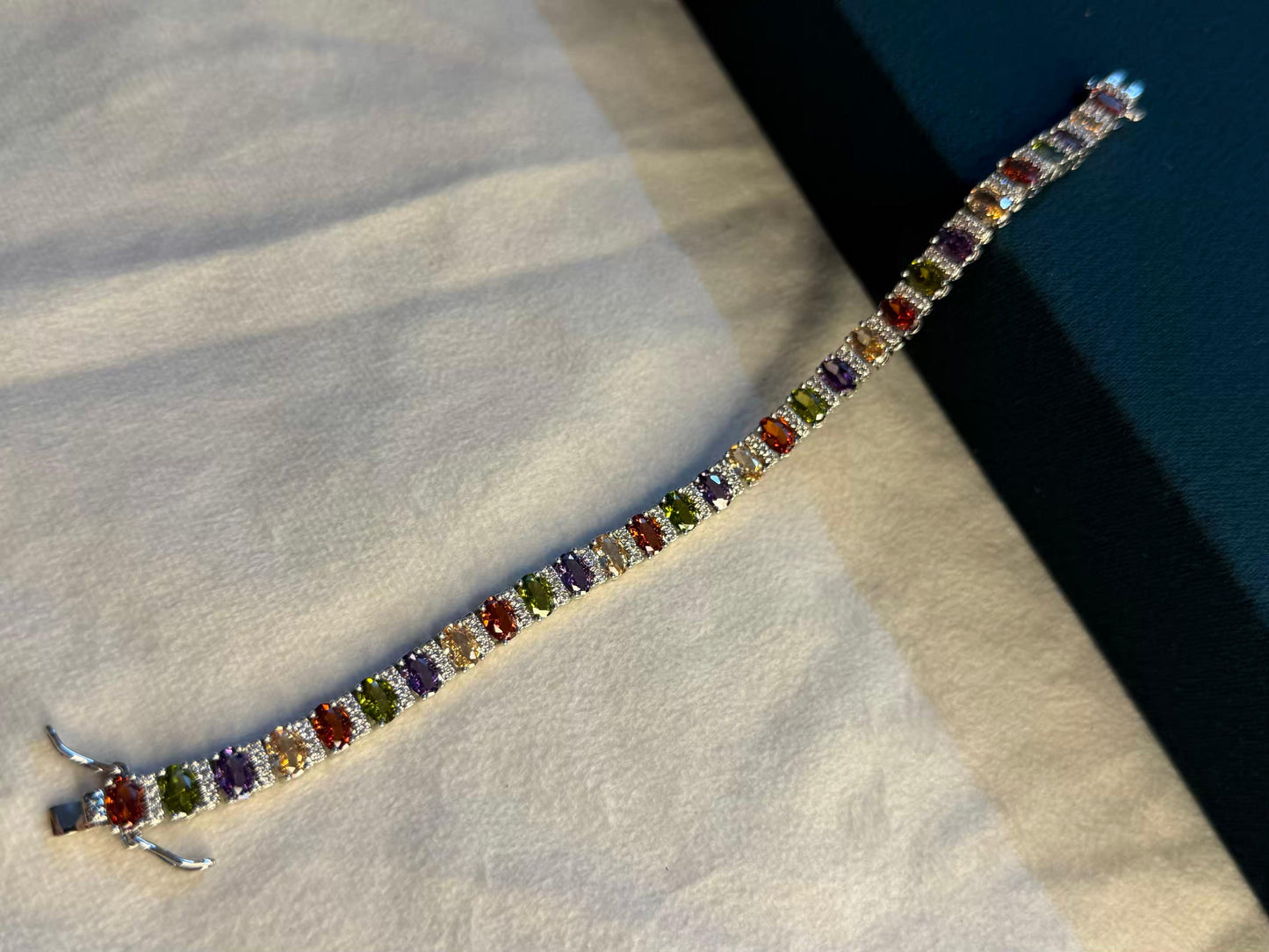 Prism Square Silver Plated Tennis Bracelet