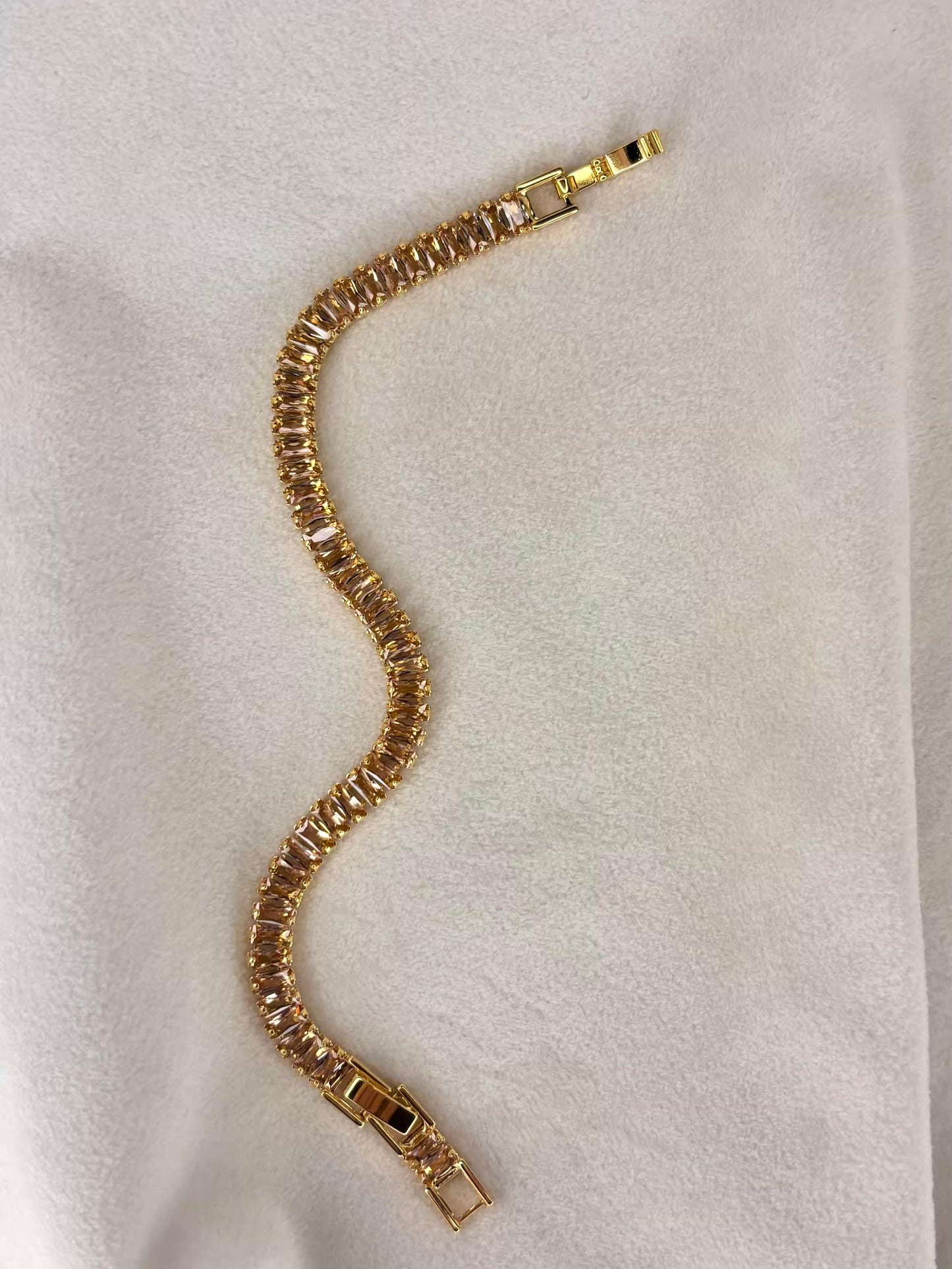 Radiant Shimmery Beige 18K Gold plated Tennis Bracelet