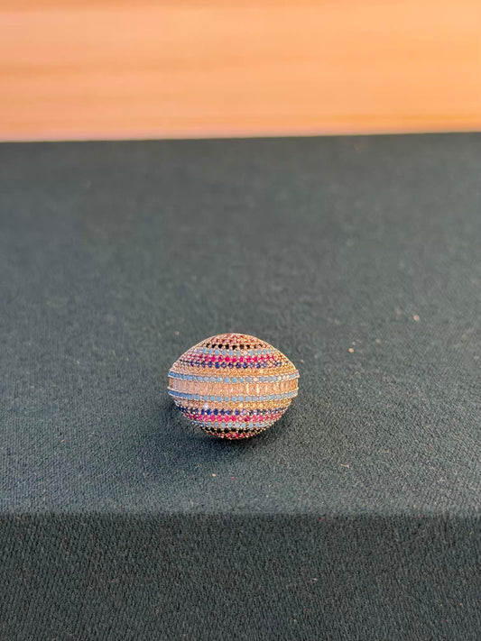 Multicoloured Silver Ring Size 8 US