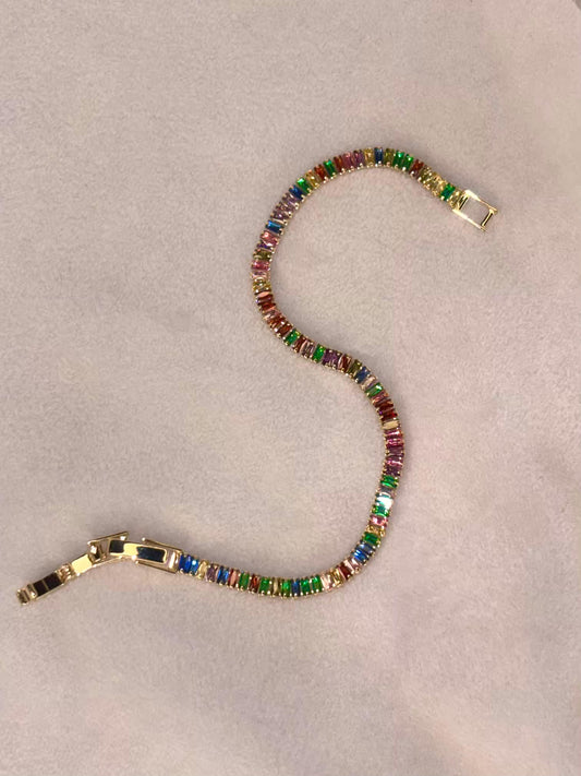 Radiant Rainbow Spectrum 18K Gold plated Tennis Bracelet