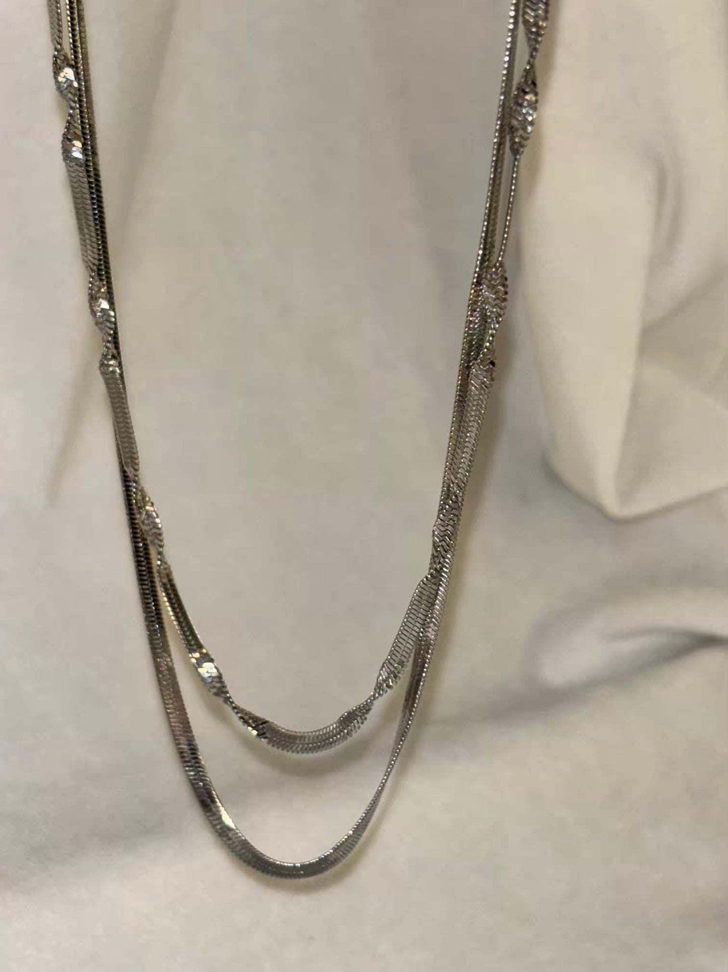 Dual Layered Snake Chain Necklace Silver Plated Premium Necklace