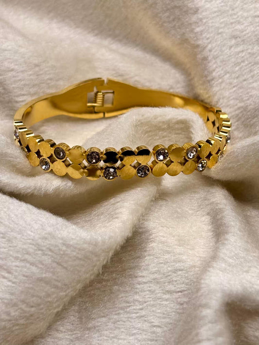 For Thin Wrist Studded Bubbles Bangle 18K Gold plated Premium Bangle 2.2 - 2.4 Size