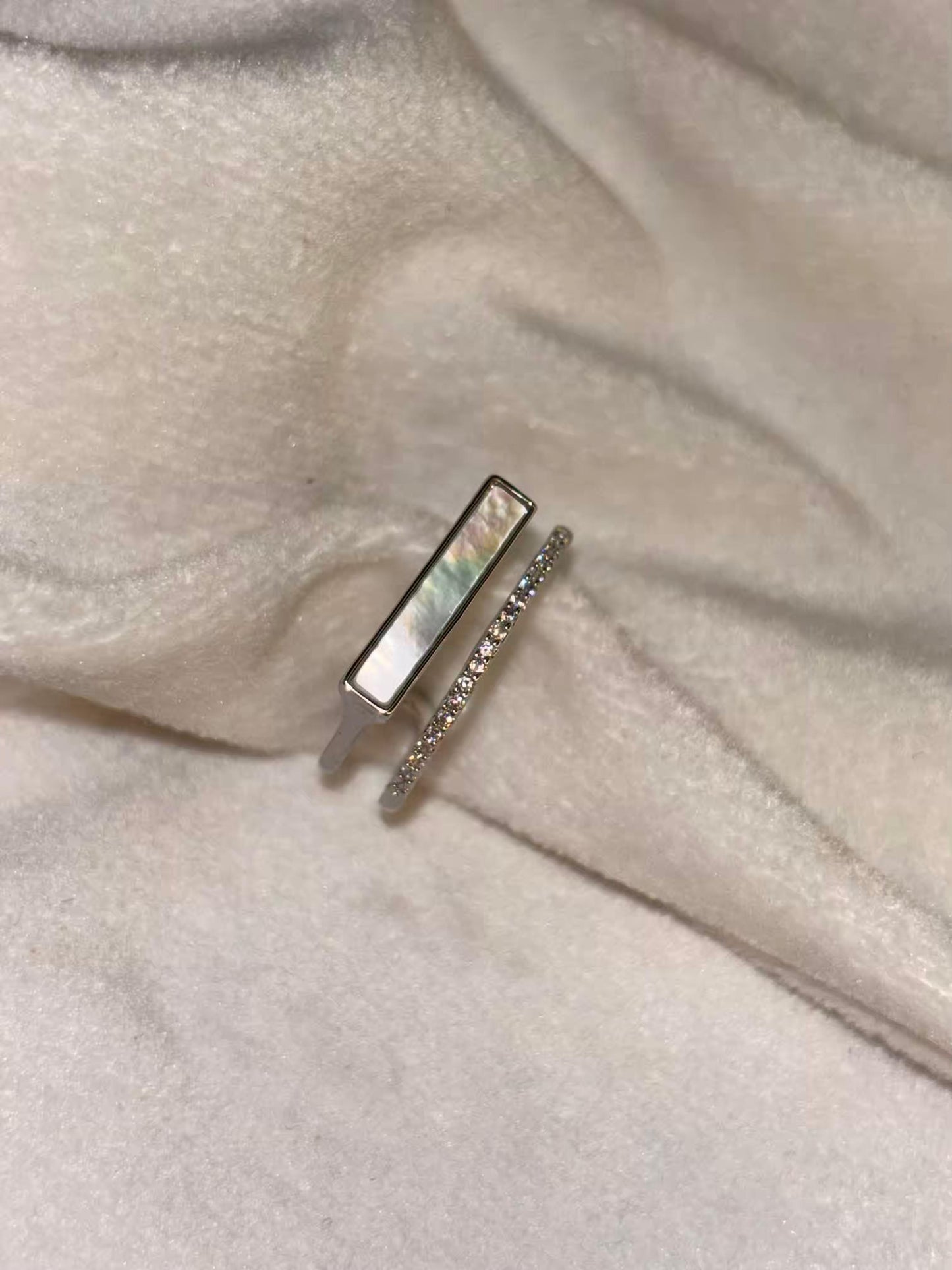 White Film Ring (Silver) Adjustable Ring