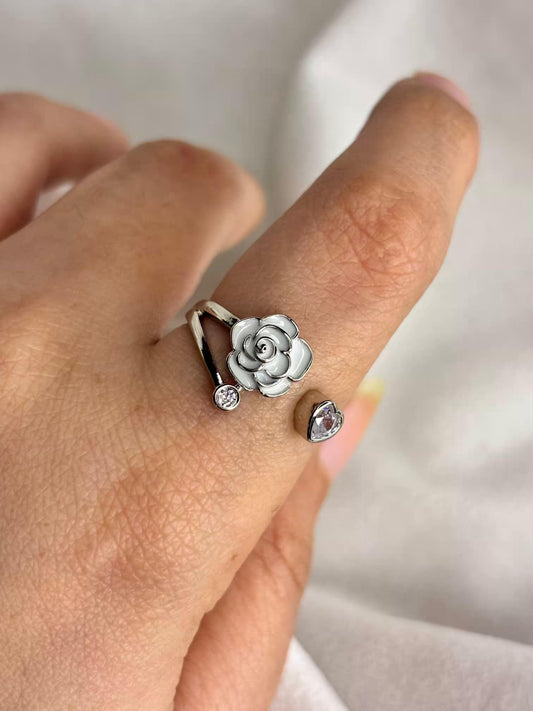 Rose Triad Ring (Silver)Adjustable Ring