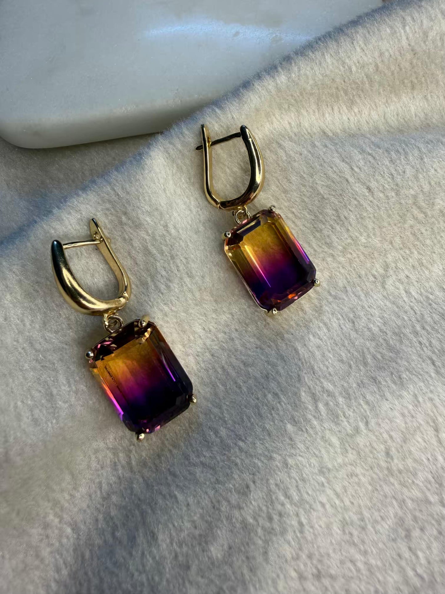 Sunset Ametrine Stud Gold Plated Earrings