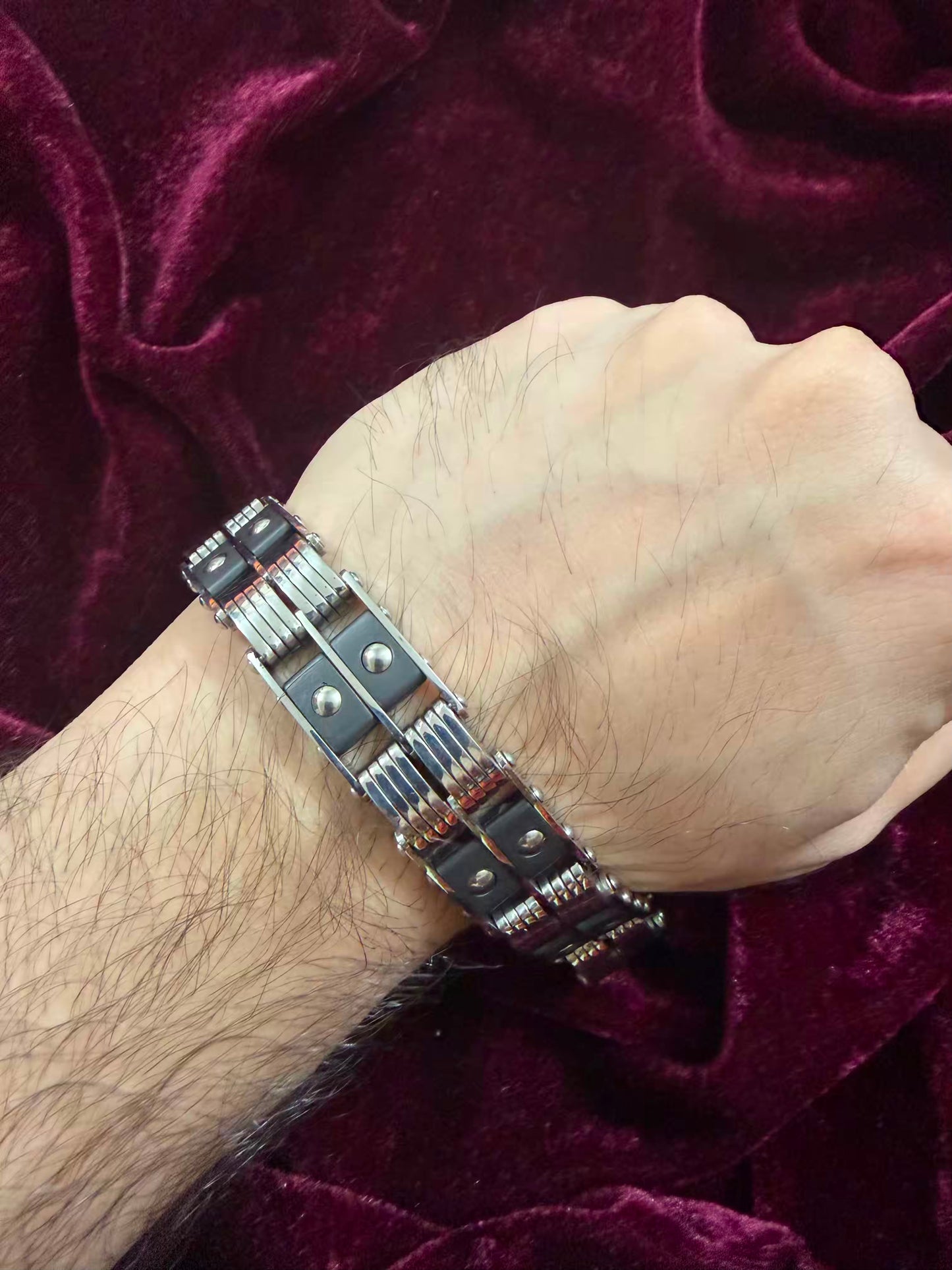 Premium Black Industrial Link Men's Rakhi Bracelet