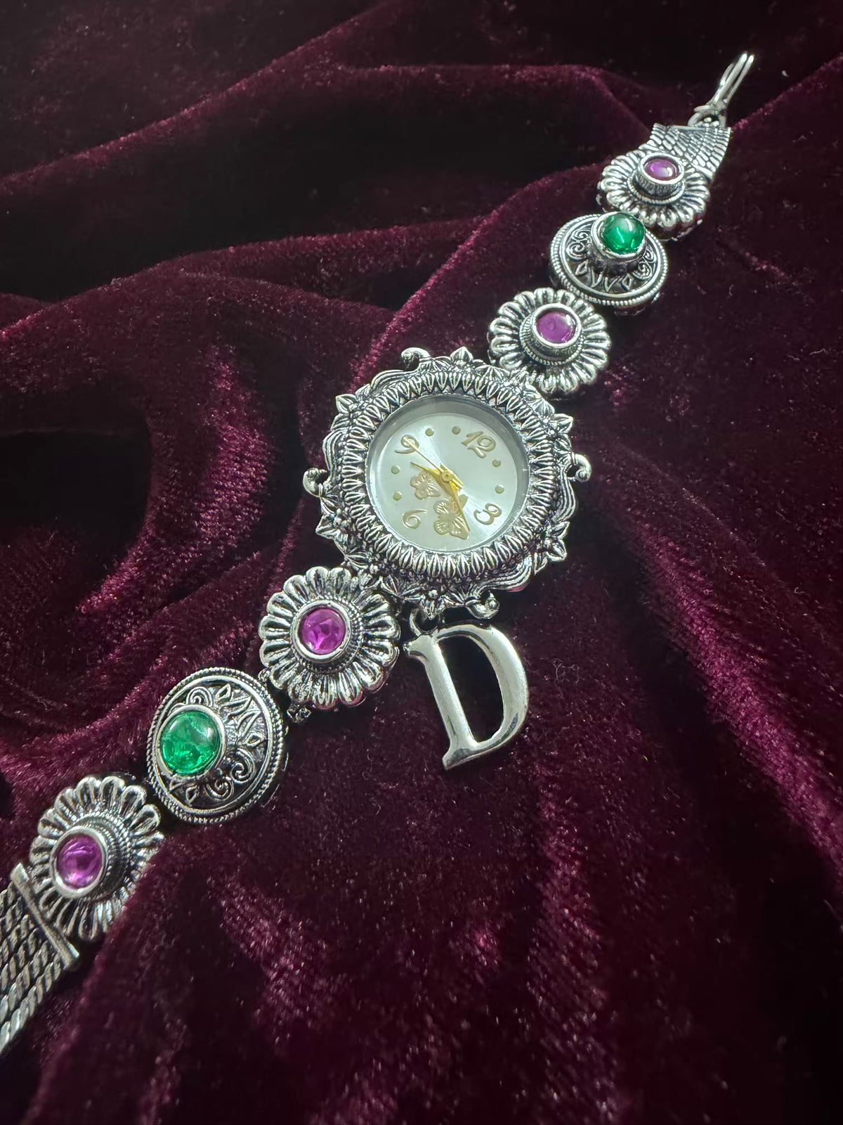 Rajputana Multicolour Elegance Silver-Tone Navratri Oxidised Heritage Watch