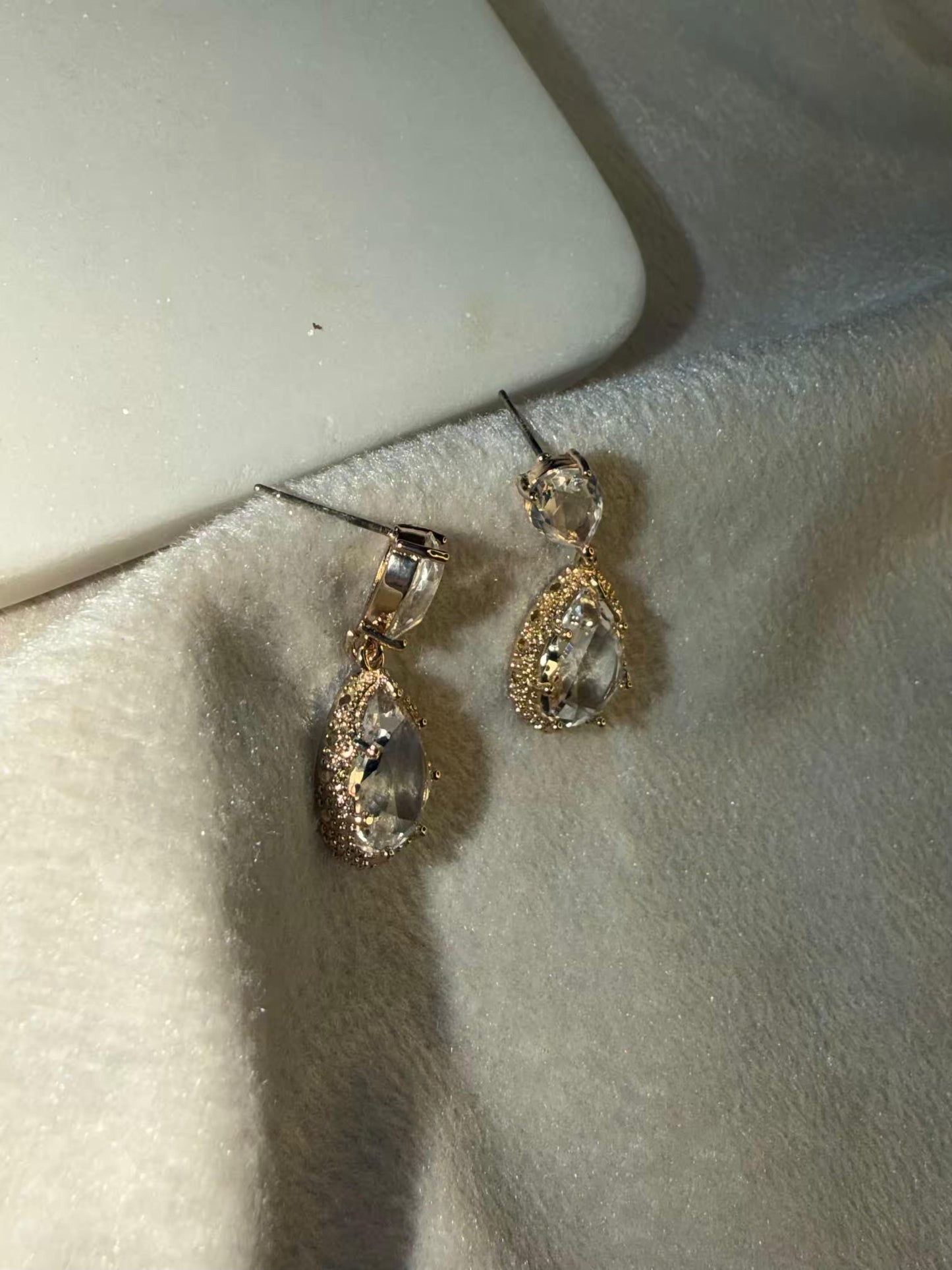 Clear Crystal Party Drops Stud Gold Plated Earrings