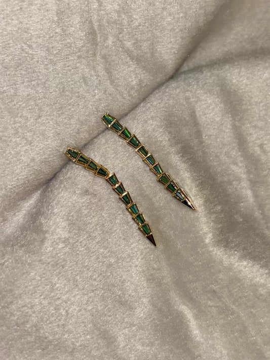 Emerald Green Centipede Earrings 18K Gold Plated Premium Earrings