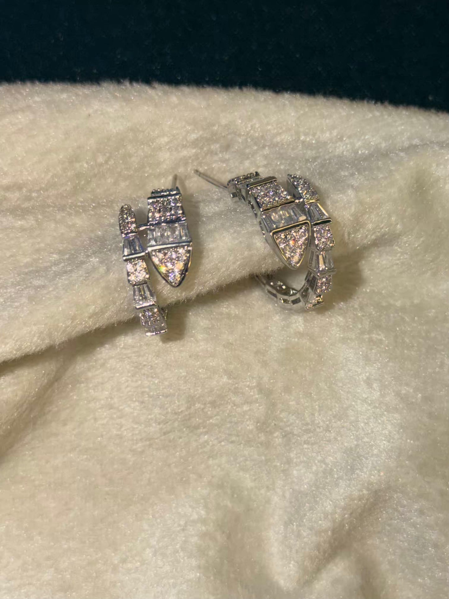 Serpent Ear Huggies Earring Silver Plated