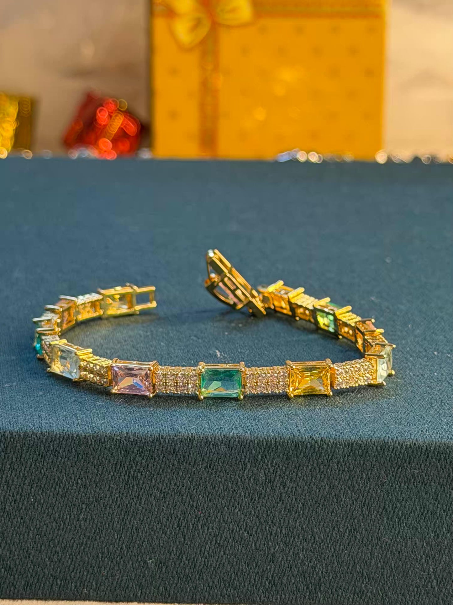 Pastel Radiance Gold Plated Tennis Bracelet