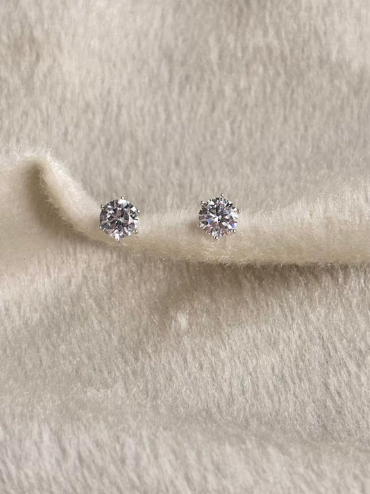 Hexagon Solitaire Earrings 925 Real Silver Plated Premium Earrings