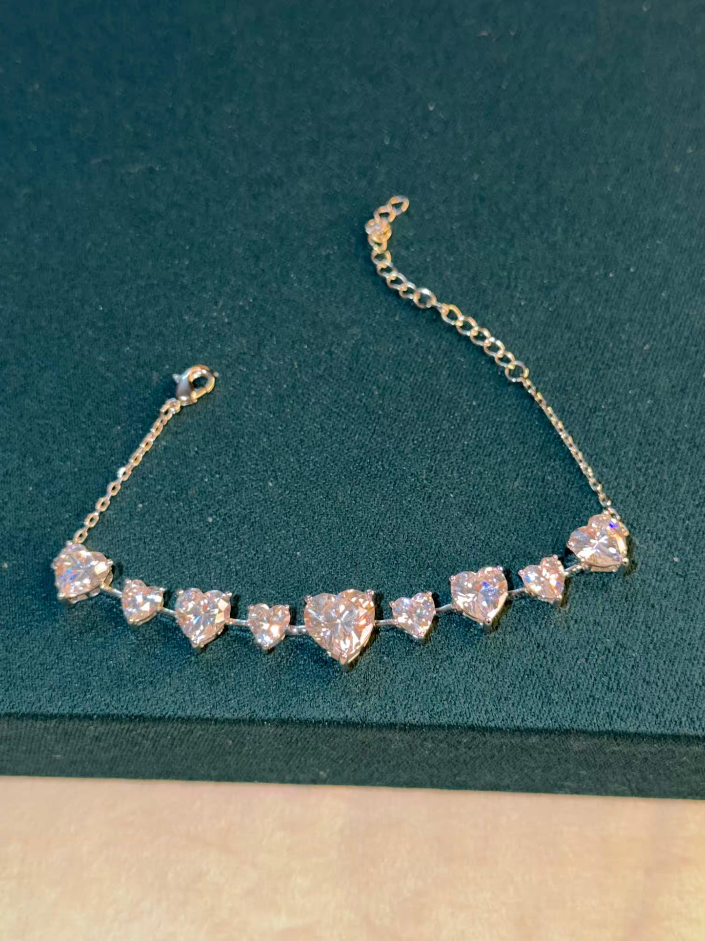 Heart Chain Silver Plated Tennis Bracelet