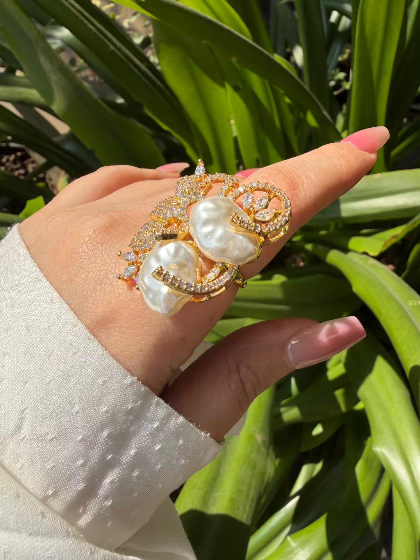 Ivory Pearl Statement Gold Plated Ring