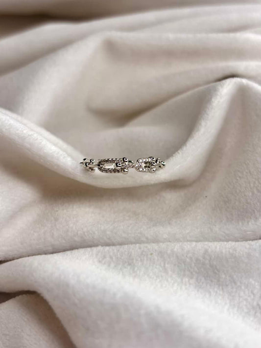 Interlocked Chain Ring (Silver) Adjustable Ring