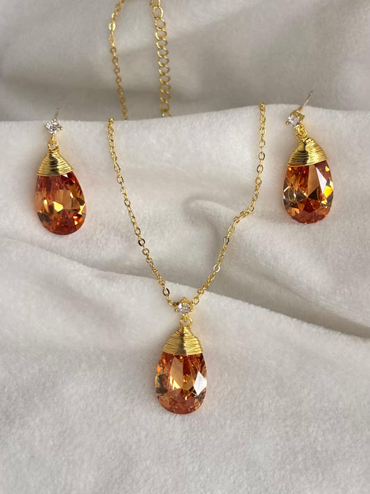 Red Rush Diamond Necklace And Studds 18K Gold Plated Premium Necklace