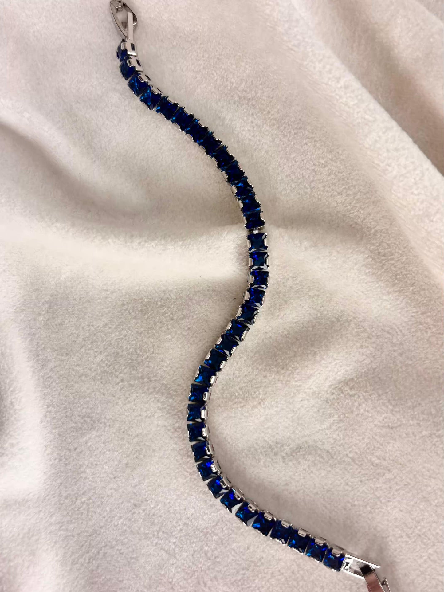 Radiant Blue Silver Plated Tennis Bracelet