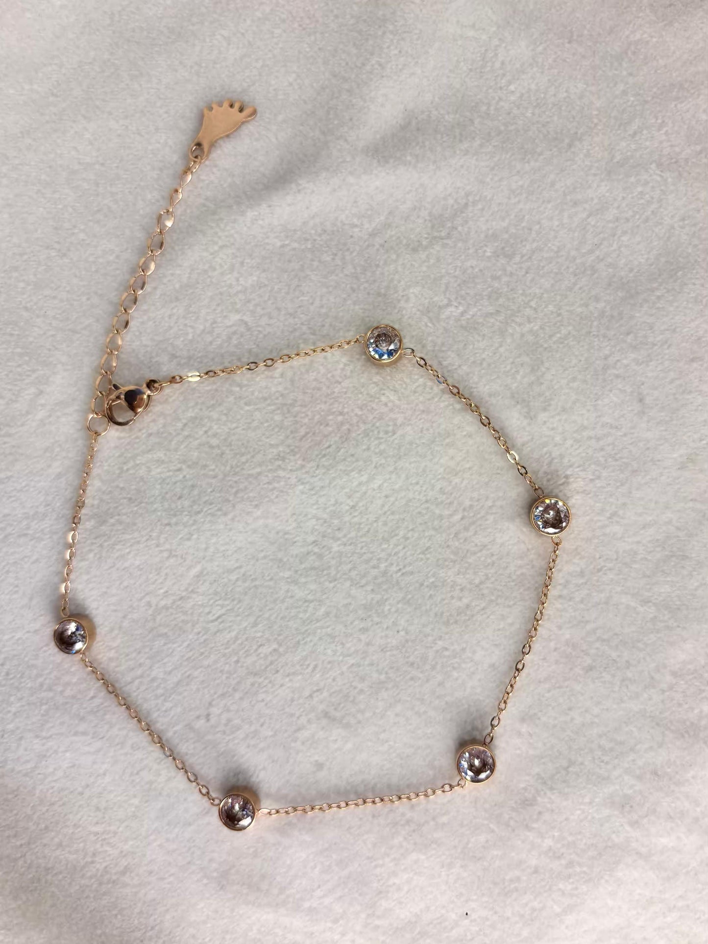 Minimal Round Studded 18K Gold Plated Premium Anklet Payal with Golden hooks