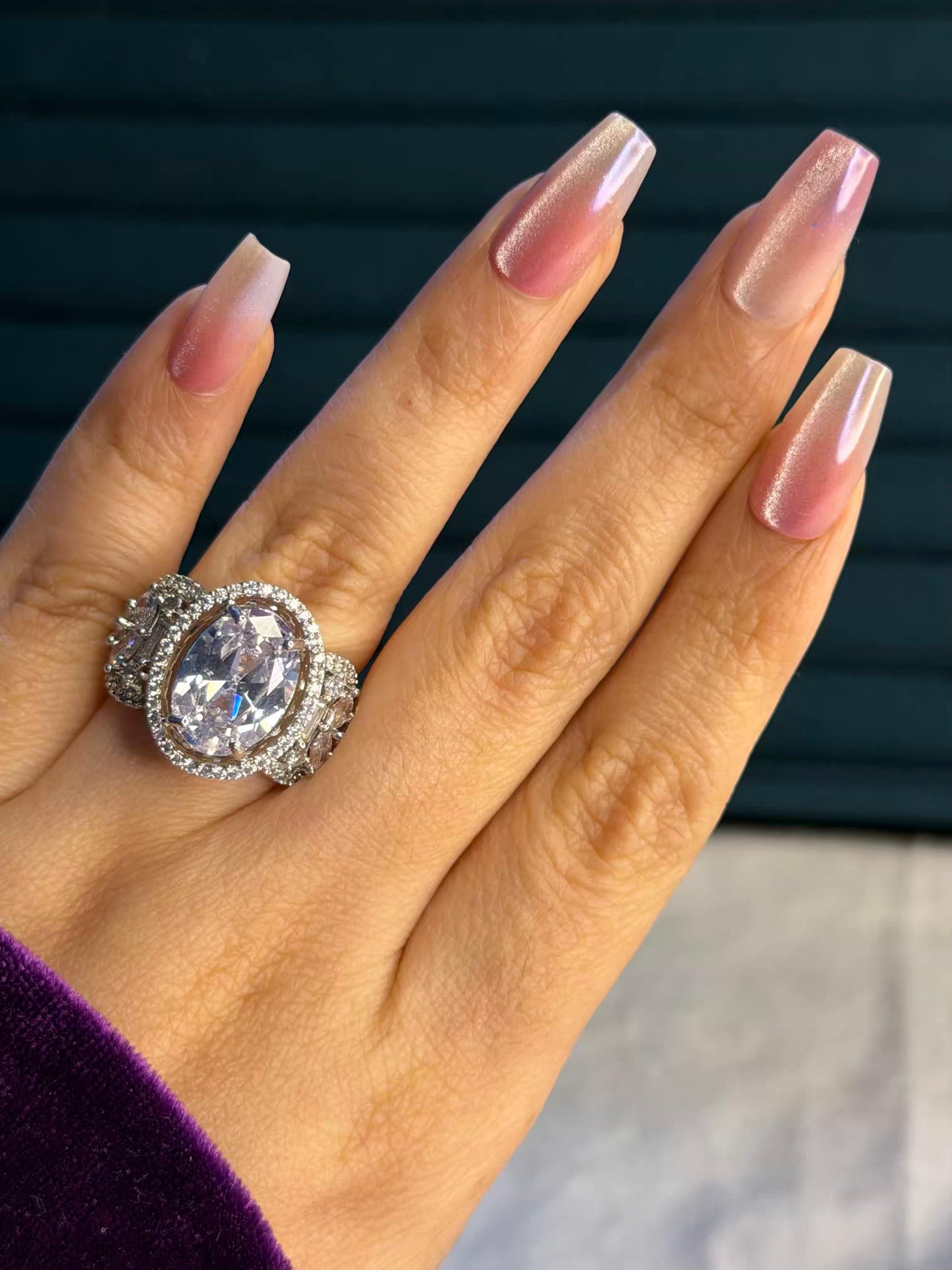 White Majesty Orbit Silver Plated Premium Ring (Adjustable)