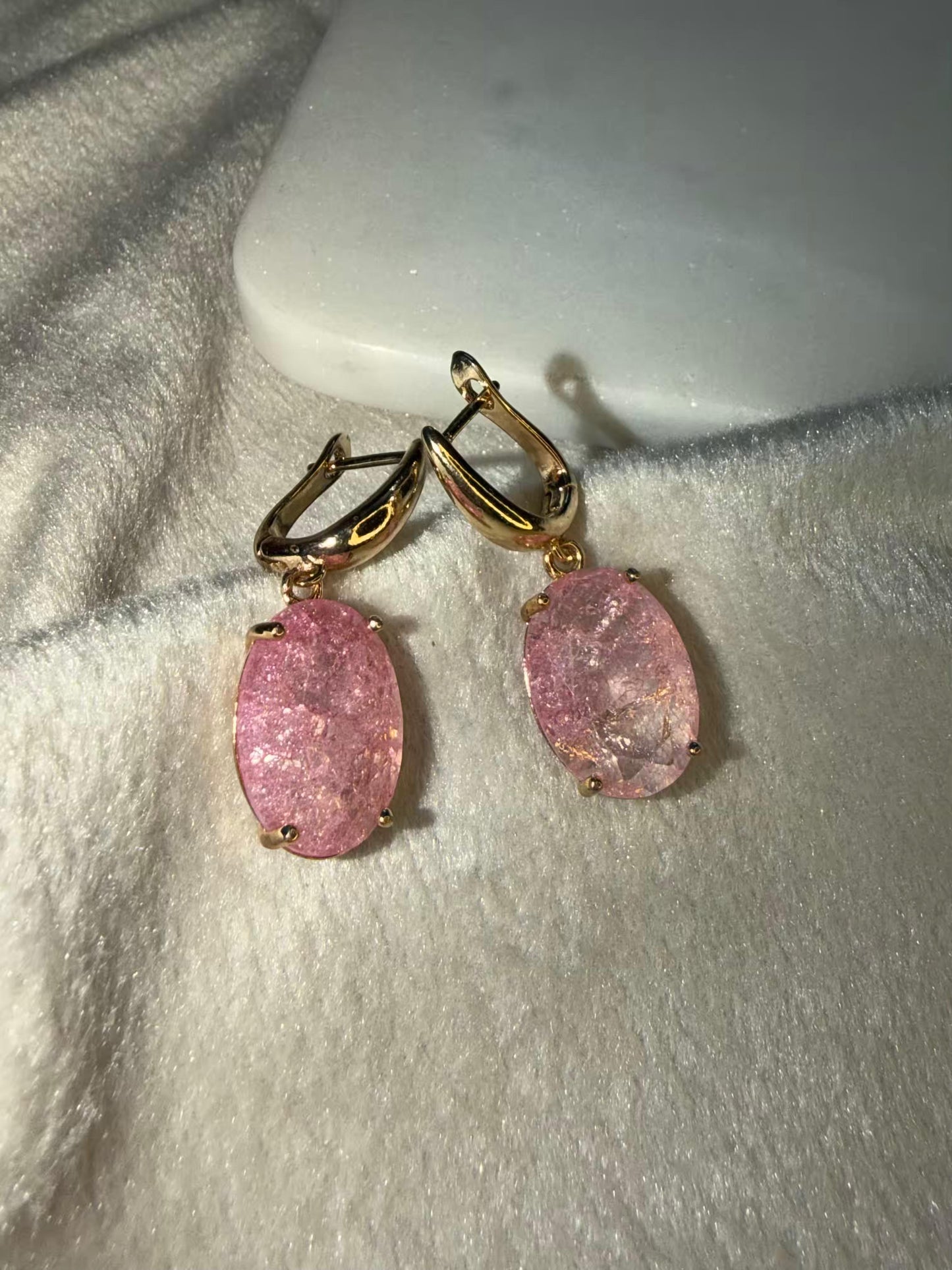 Baby Pink Stud Gold Plated Earrings