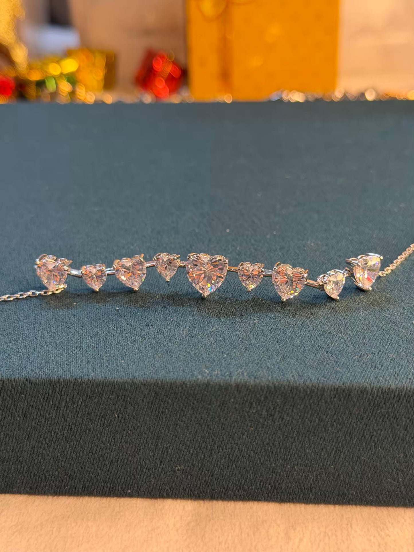 Heart Chain Silver Plated Tennis Bracelet