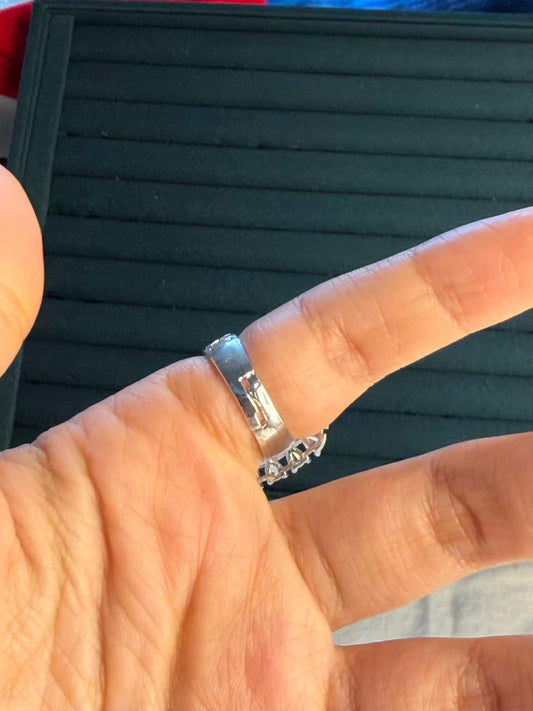 Blush Square Statement Silver Plated Premium Ring (Adjustable)