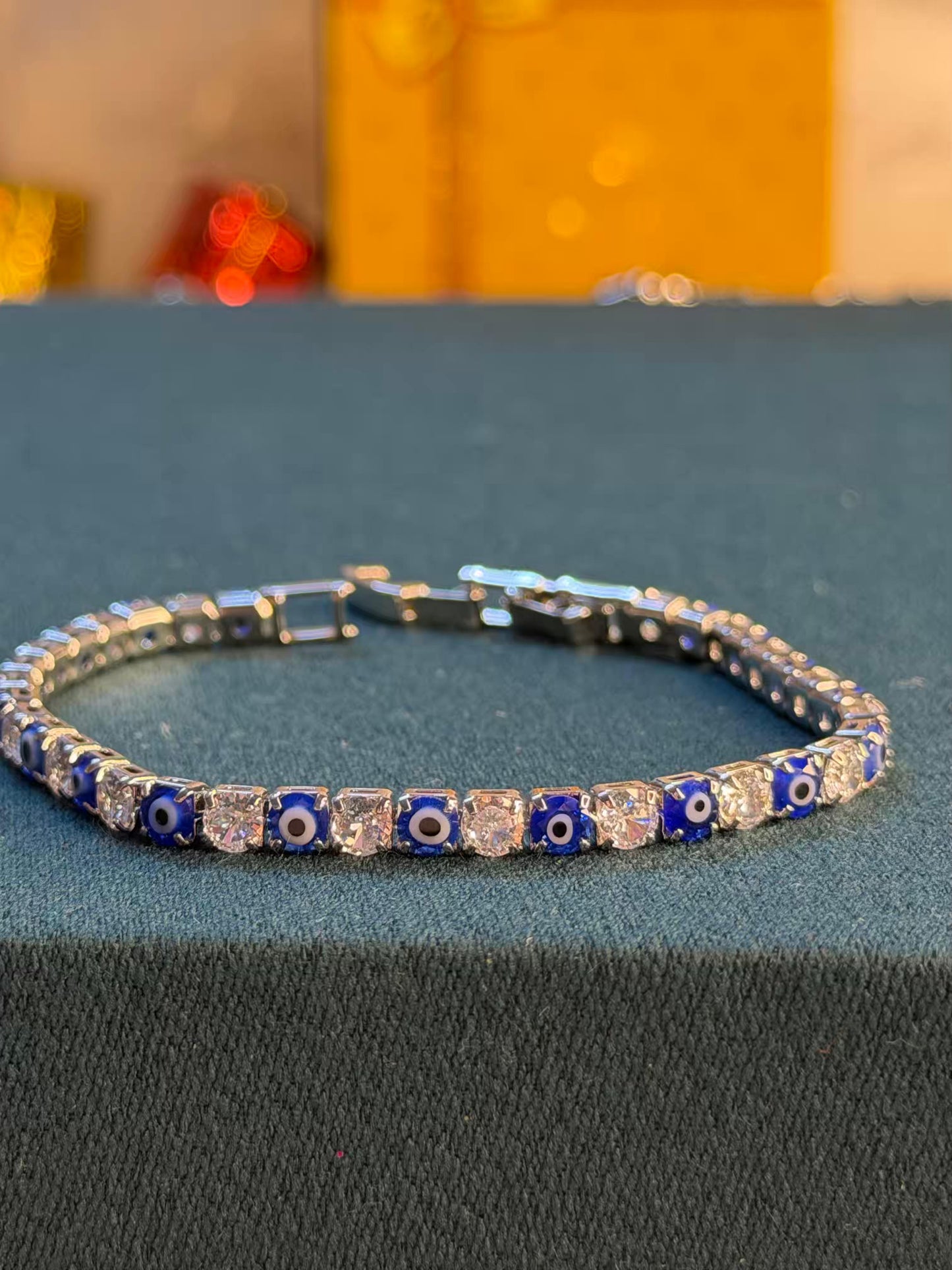 Evil Eye Luxe Protection Silver Plated Tennis Bracelet