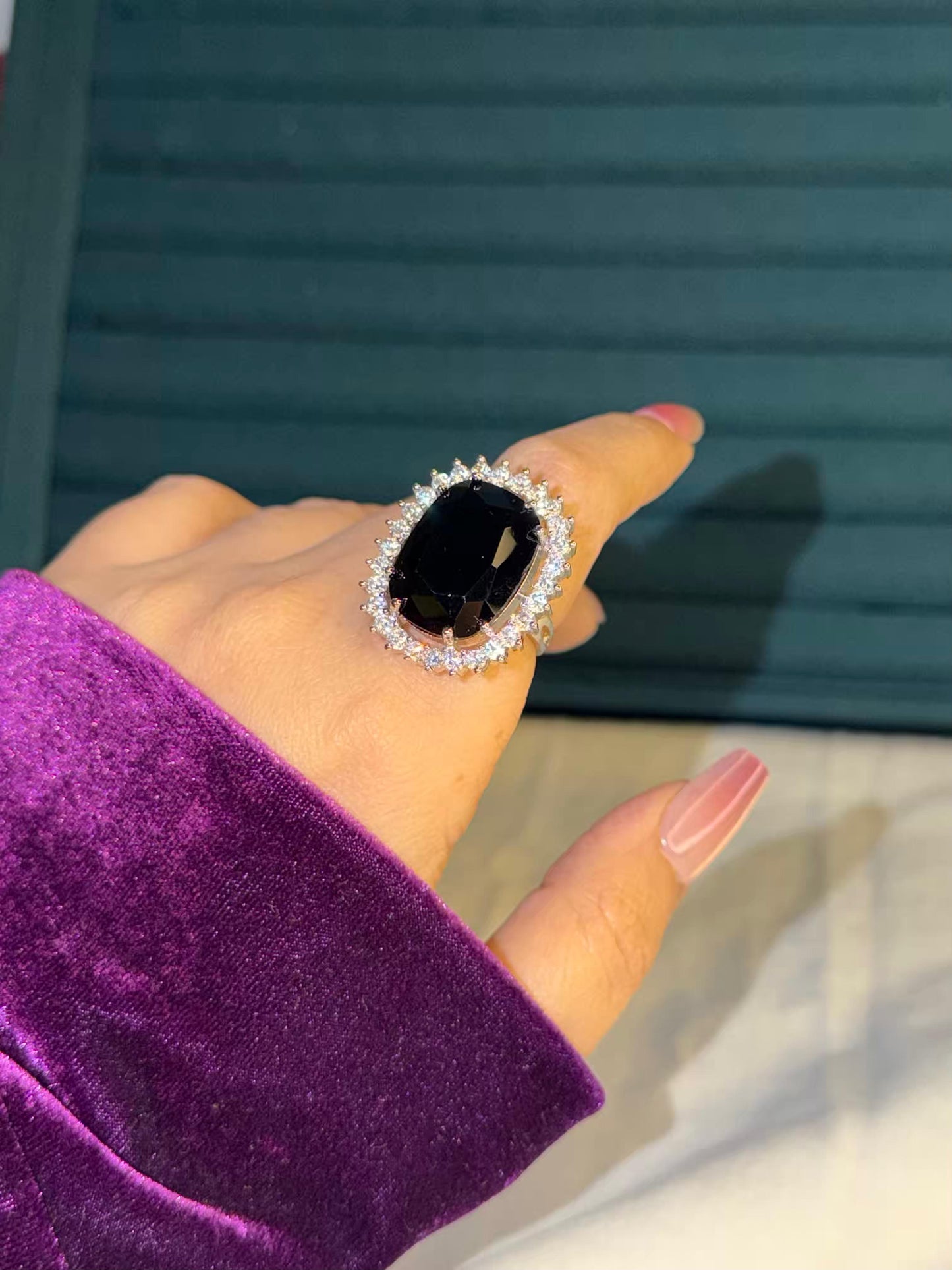 Black Dominion Statement Silver Plated Premium Ring (Adjustable)