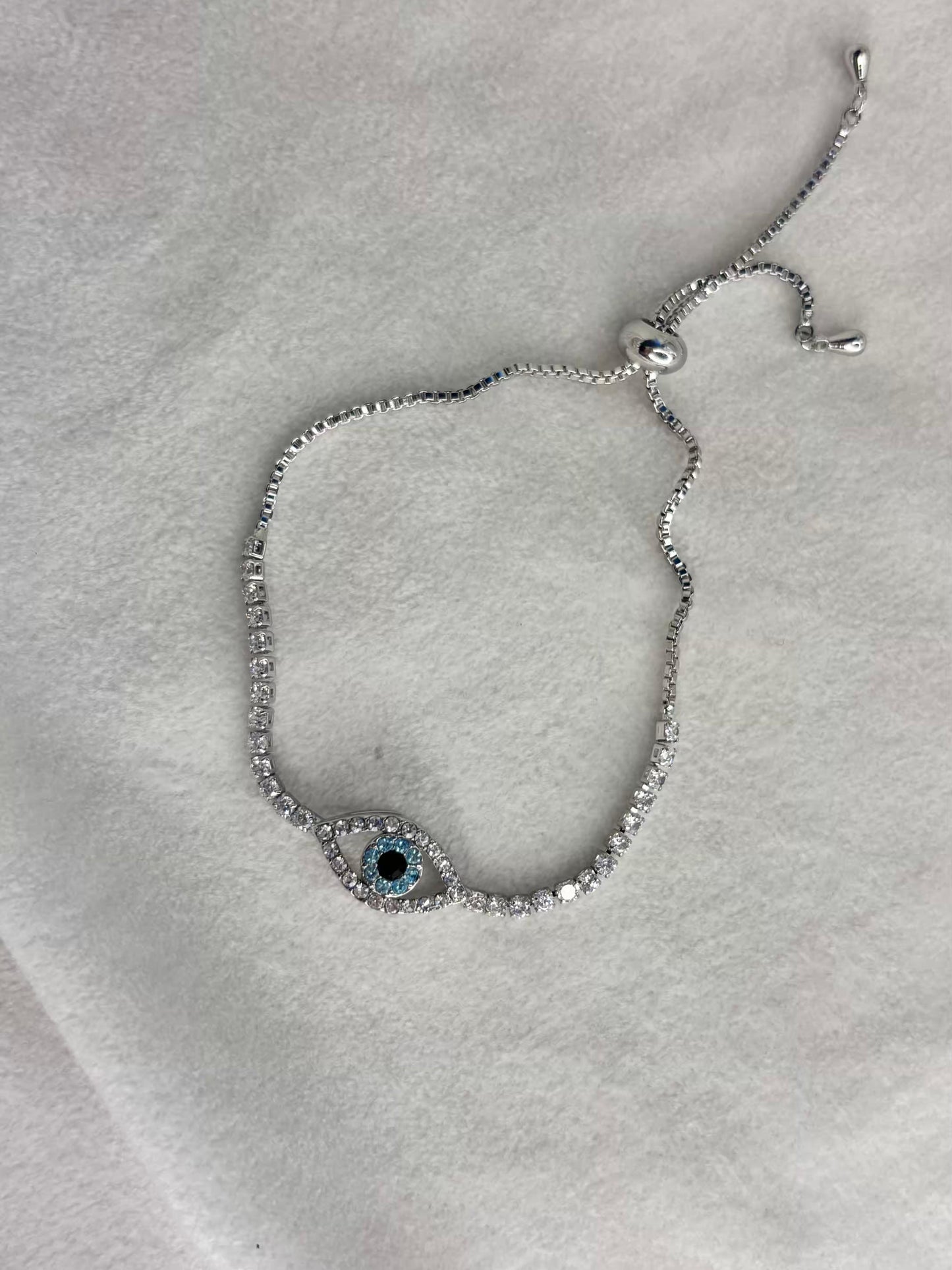 Evil Eye Silver Plated Premium Adjustable Chain Bracelet