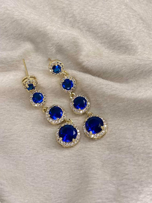 Shiny Sapphire Earrings Silver Plated Premium Earrings