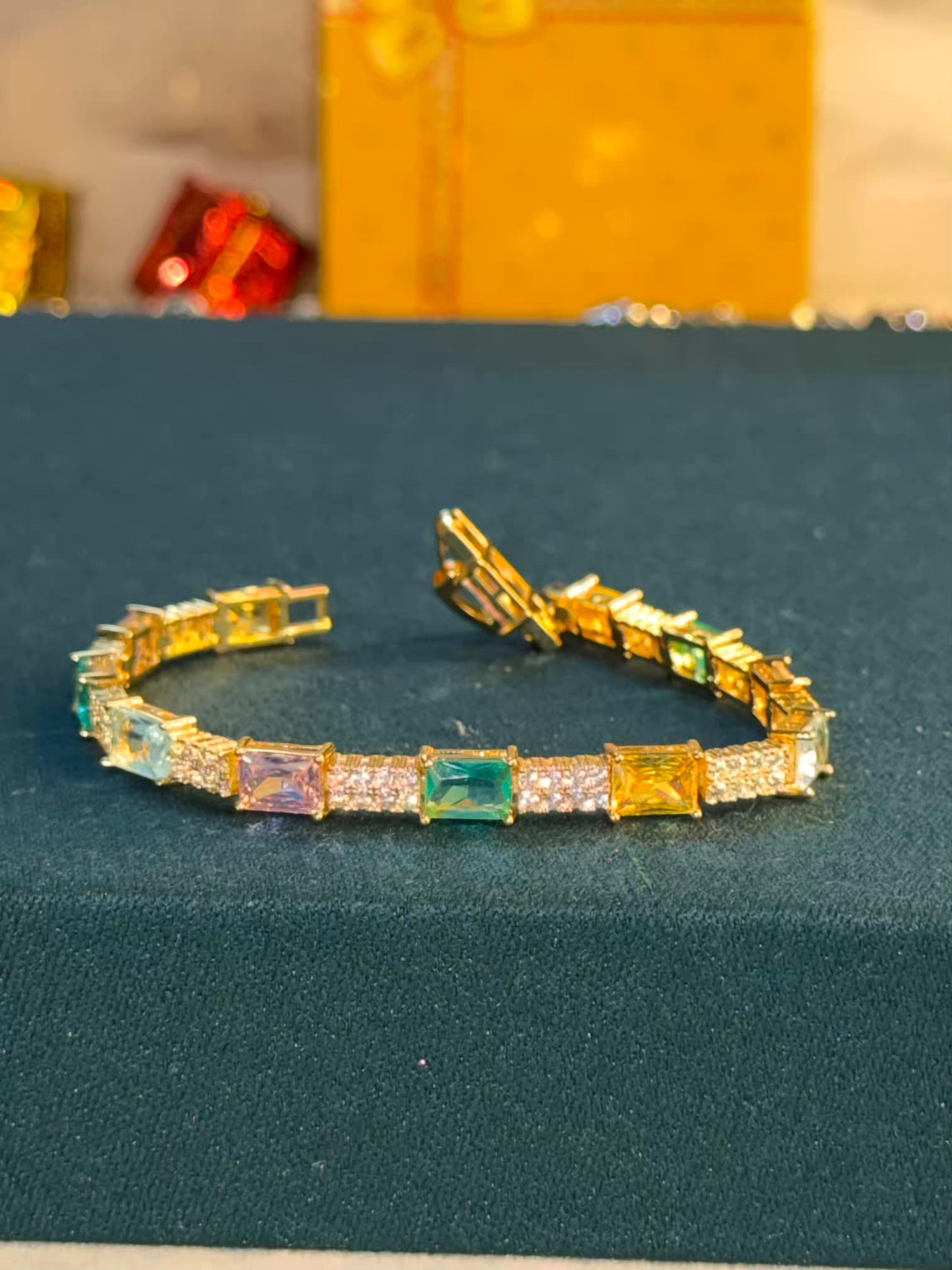 Pastel Radiance Gold Plated Tennis Bracelet