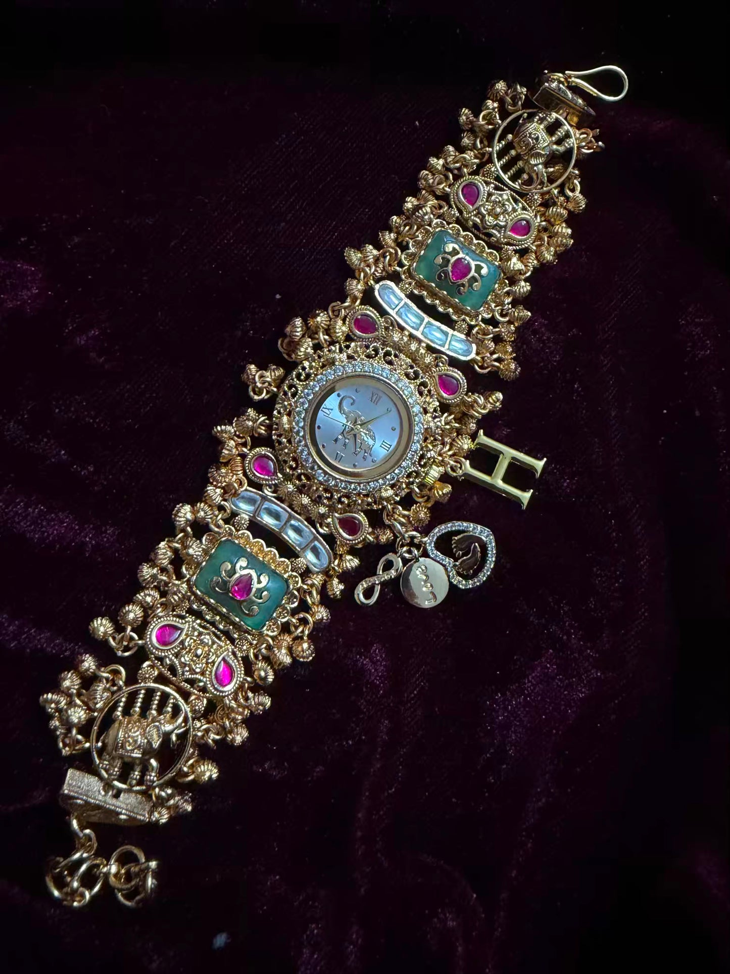 Baby-footsteps Royal Heritage Elephant Charm Watch Rakhi in Premium Swarovski