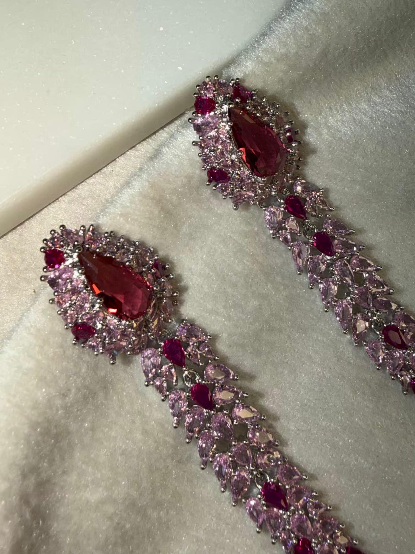 Wine And Rose Pink Luxury Party Wedding Rhodium Silver Plating Earrings