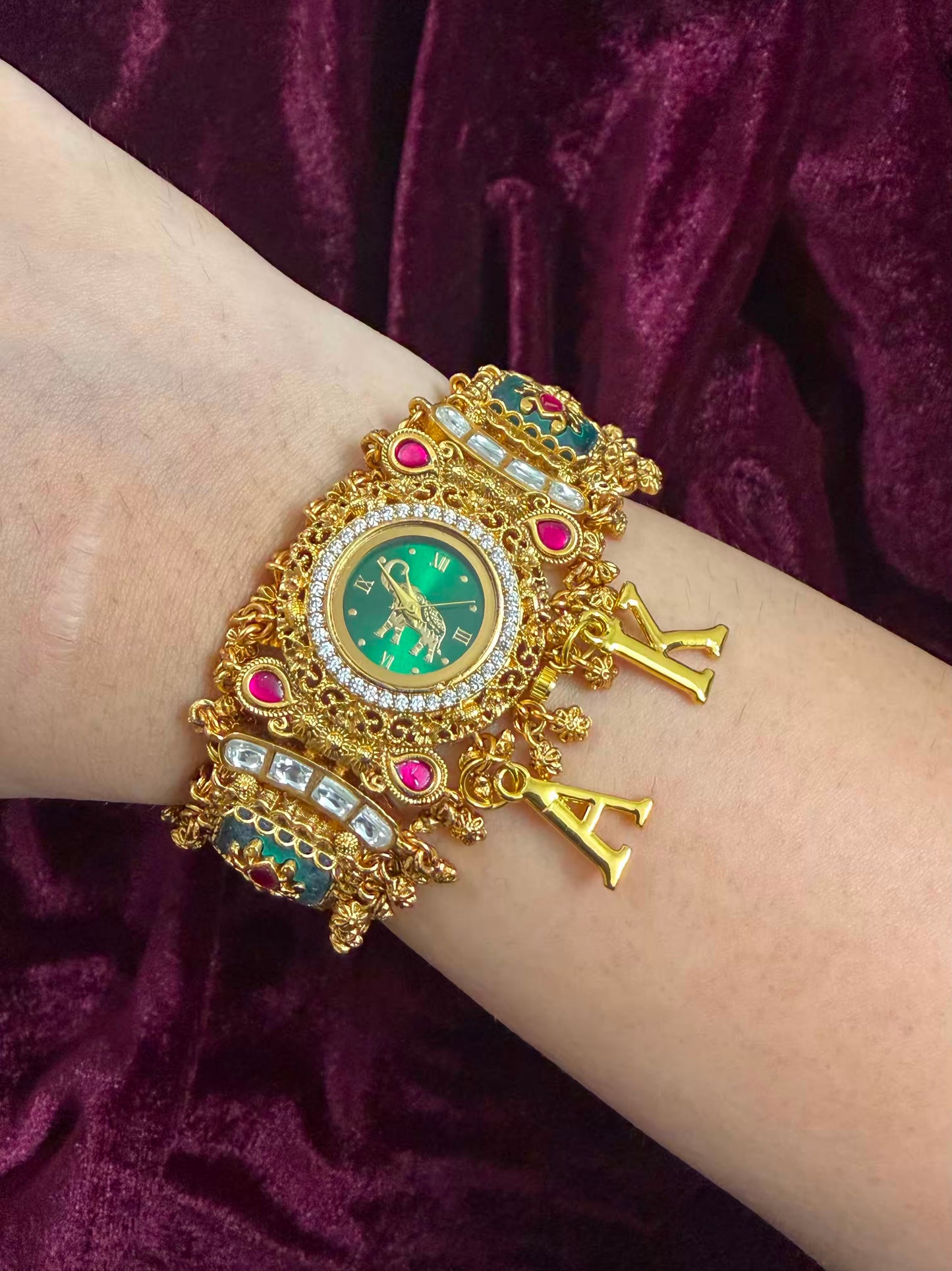 Rajmayura Heritage Watch Rakhi in Premium Swarovski (Free Initial)