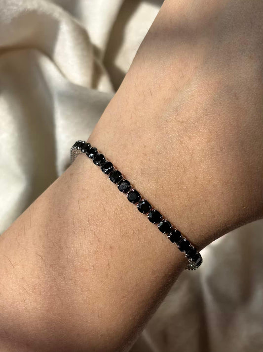 Black Premium Silver Plated Tennis Bracelet