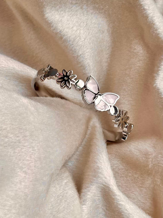 For Thin Wrist Floral Flutter Bangle Silver plated Premium Bangle 2.2 - 2.4 Size