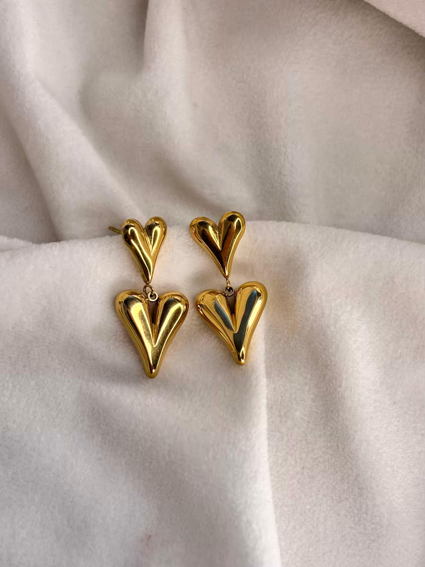 Anime Heart Dangle Earrings 18K Gold Plated Premium Earrings