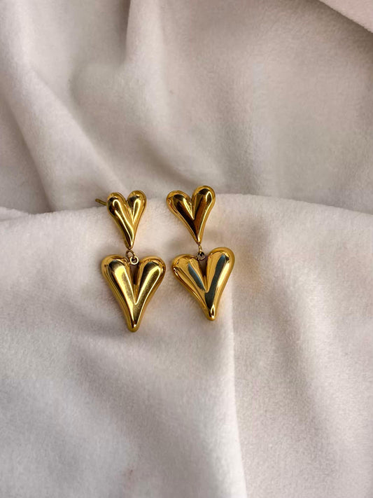 Anime Heart Dangle Earrings 18K Gold Plated Premium Earrings